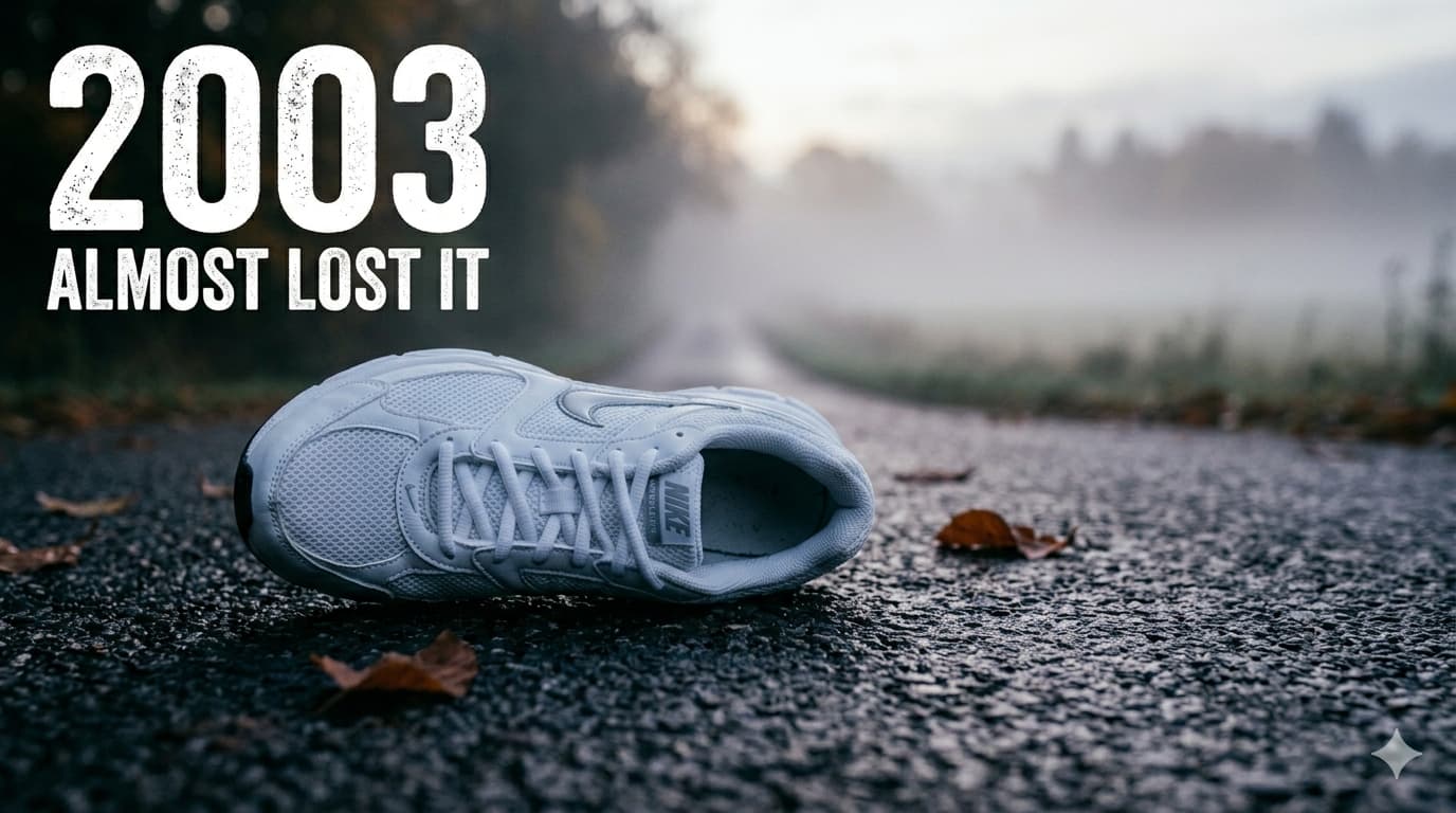 2003: Almost lost it Runner shoe on the road